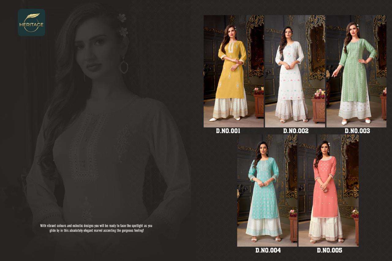 Heritage Diva Catalog Rayon Slub Designer Kurti With Bottom Wholesale