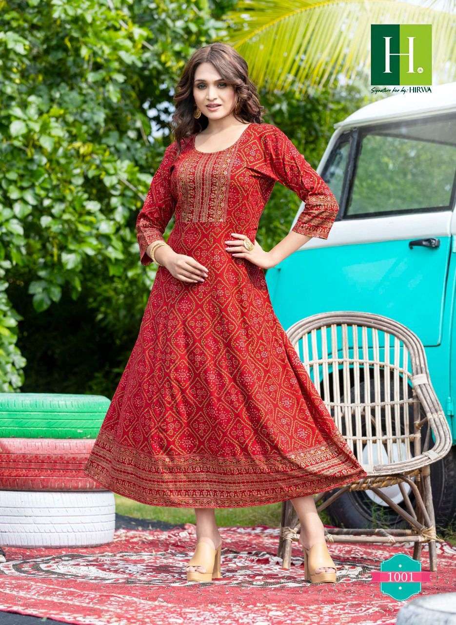 Hirwa Golden Sunlight Vol 2 Catalog Rayon Long Anarkali Kurtis Wholesale