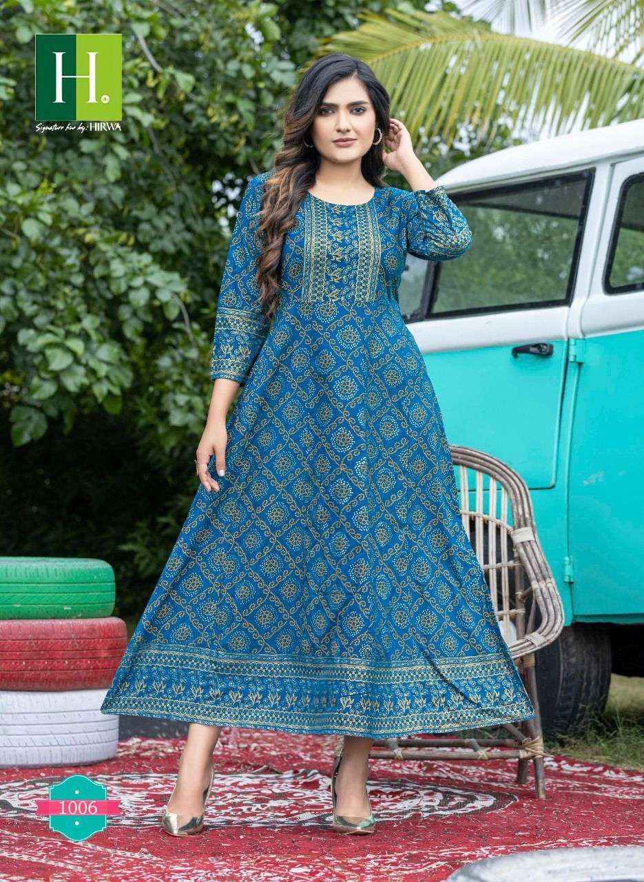 Hirwa Golden Sunlight Vol 2 Catalog Rayon Long Anarkali Kurtis Wholesale