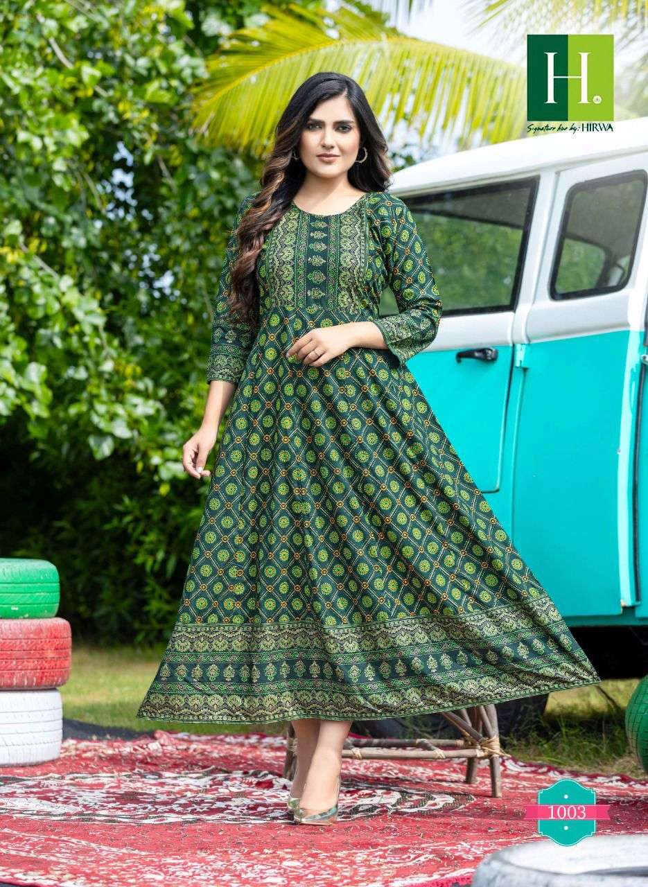 Hirwa Golden Sunlight Vol 2 Catalog Rayon Long Anarkali Kurtis Wholesale