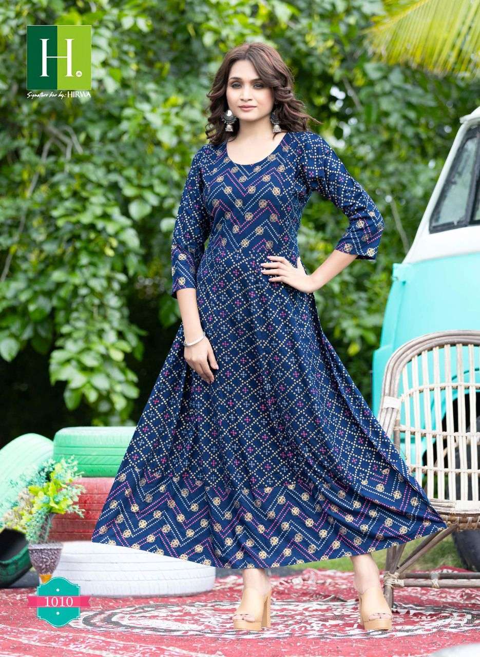 Hirwa Golden Sunlight Vol 2 Catalog Rayon Long Anarkali Kurtis Wholesale