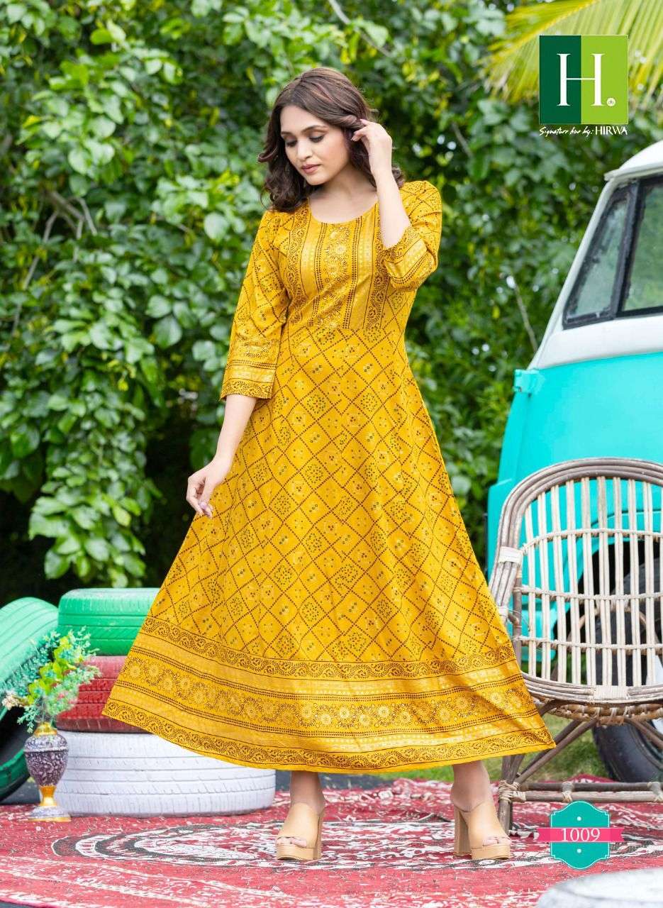 Hirwa Golden Sunlight Vol 2 Catalog Rayon Long Anarkali Kurtis Wholesale