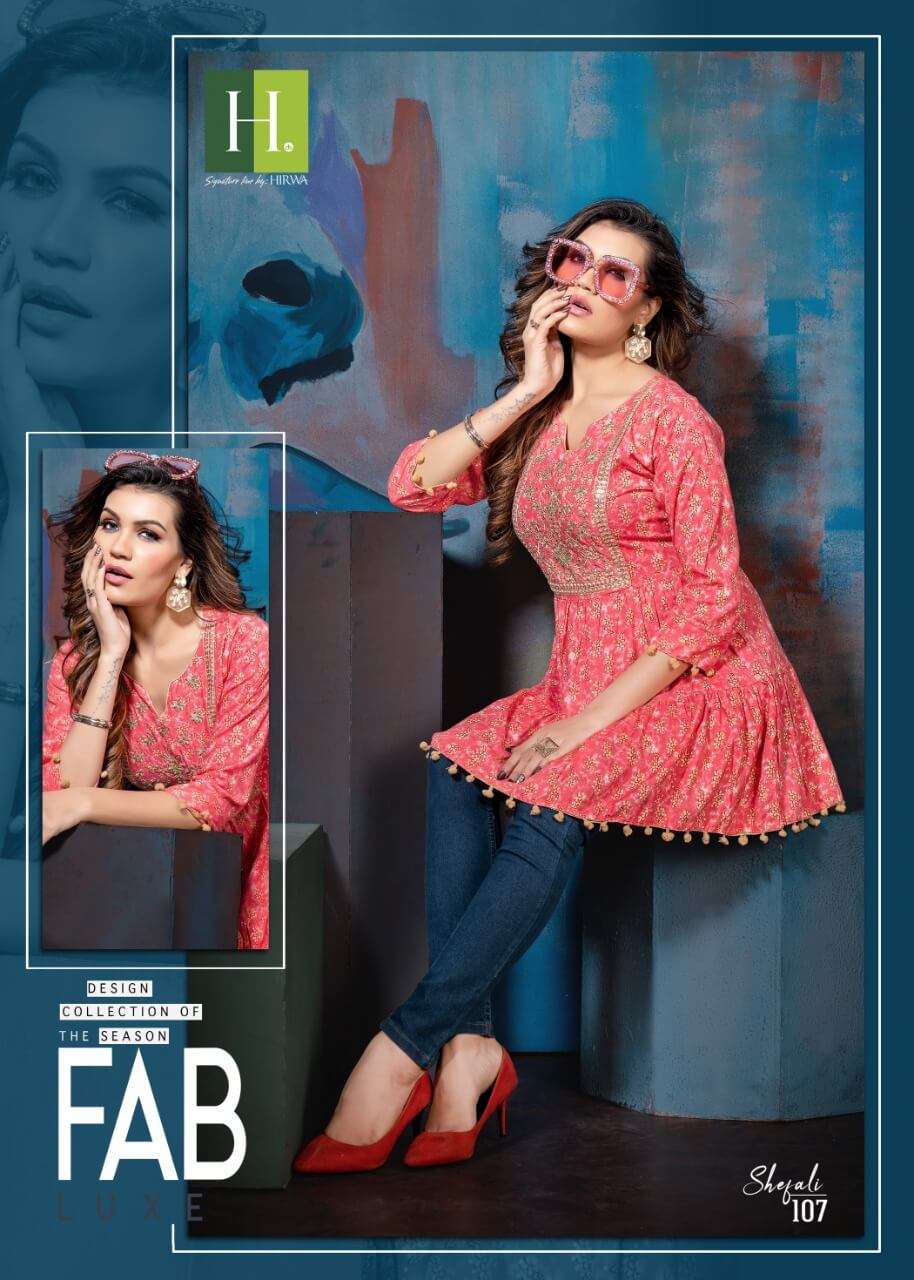 Hirwa Shefali Catalog Western Wear Rayon Top Wholesale
