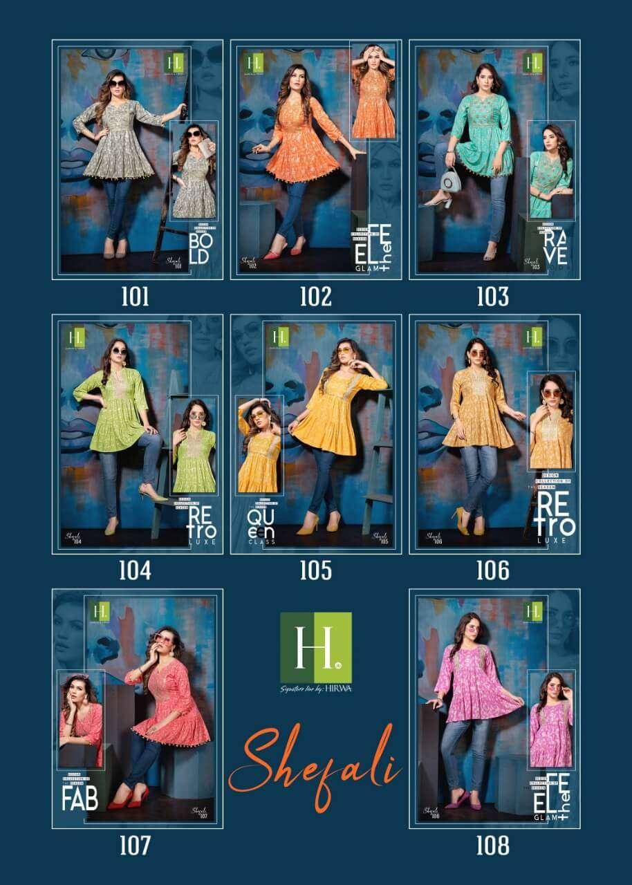 Hirwa Shefali Catalog Western Wear Rayon Top Wholesale