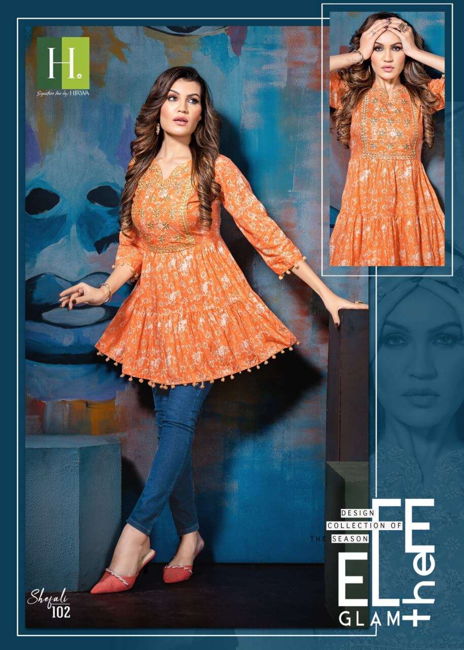 Hirwa Shefali Catalog Western Wear Rayon Top Wholesale