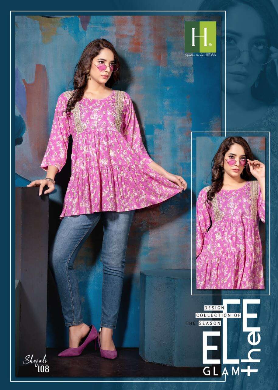 Hirwa Shefali Catalog Western Wear Rayon Top Wholesale