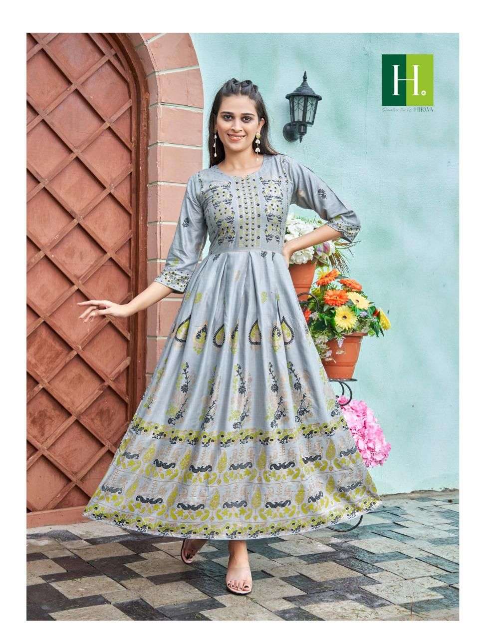 Hirwa Sunaina Vol 1 Catalog Rayon Slub Anarkali Kurtis Wholesale