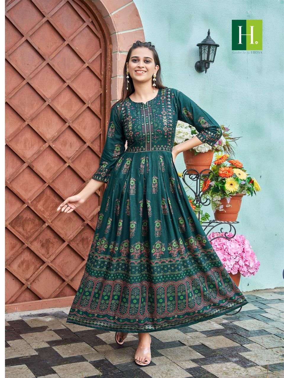 Hirwa Sunaina Vol 1 Catalog Rayon Slub Anarkali Kurtis Wholesale