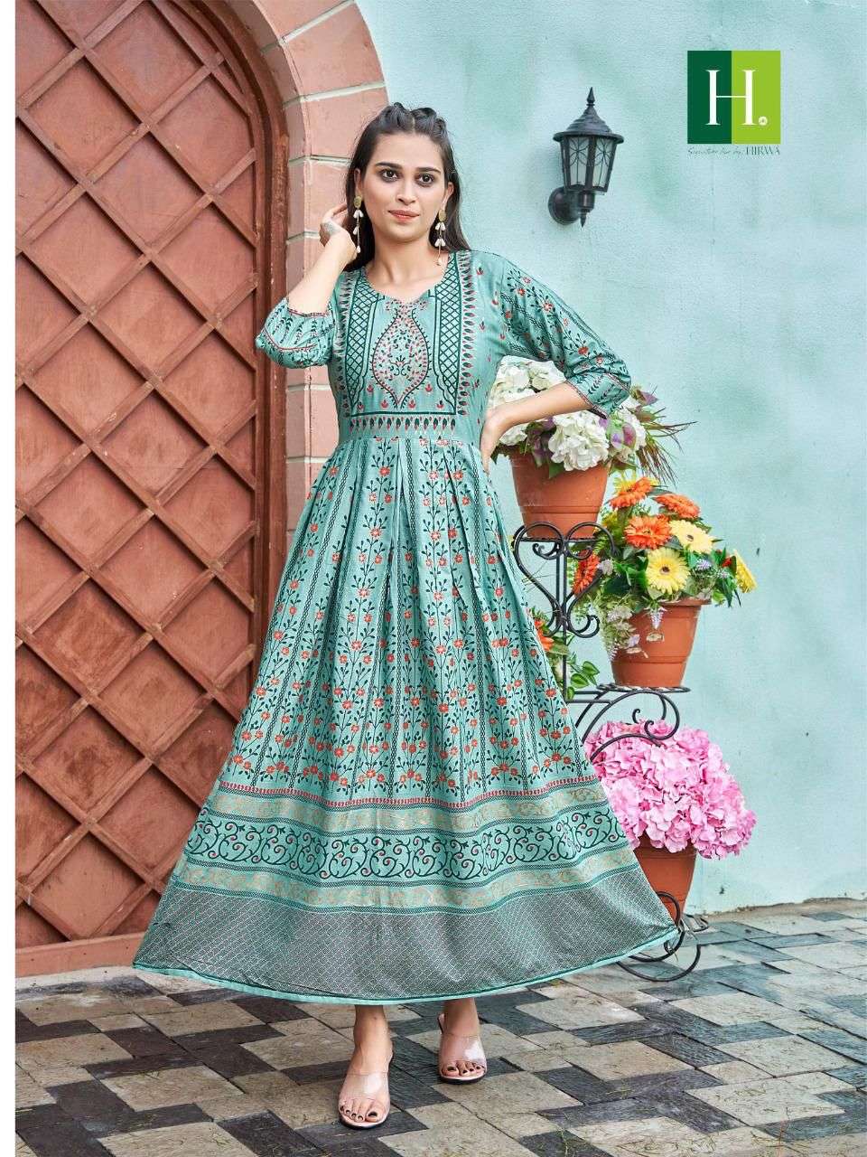 Hirwa Sunaina Vol 1 Catalog Rayon Slub Anarkali Kurtis Wholesale