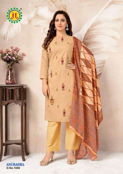 Jt Anuradha Vol 1 Catalog Pure Cotton With Premium Work Dress Materials Wholesale