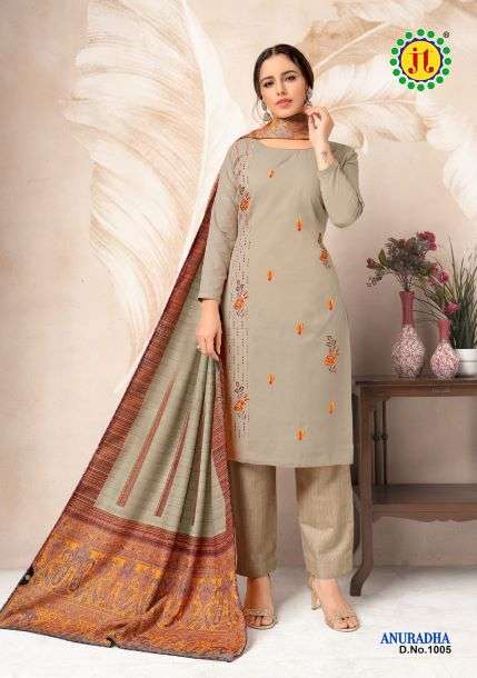Jt Anuradha Vol 1 Catalog Pure Cotton With Premium Work Dress Materials Wholesale