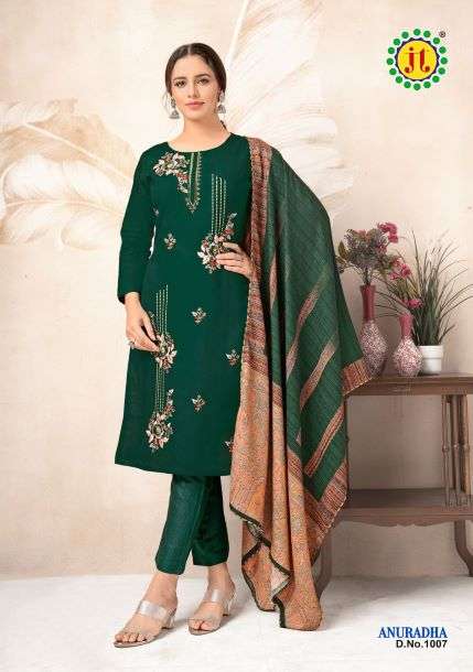 Jt Anuradha Vol 1 Catalog Pure Cotton With Premium Work Dress Materials Wholesale