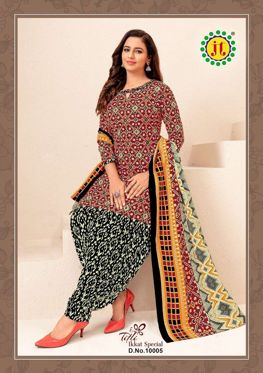 Jt Titli Vol 10 Catalog Ikkat Special Pure Cotton Dress Materials Wholesale