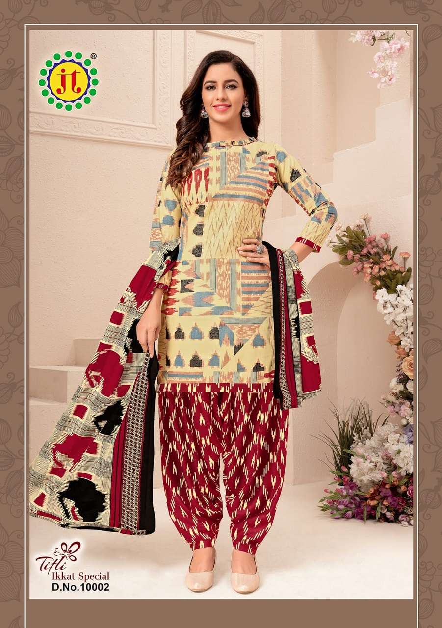 Jt Titli Vol 10 Catalog Ikkat Special Pure Cotton Dress Materials Wholesale