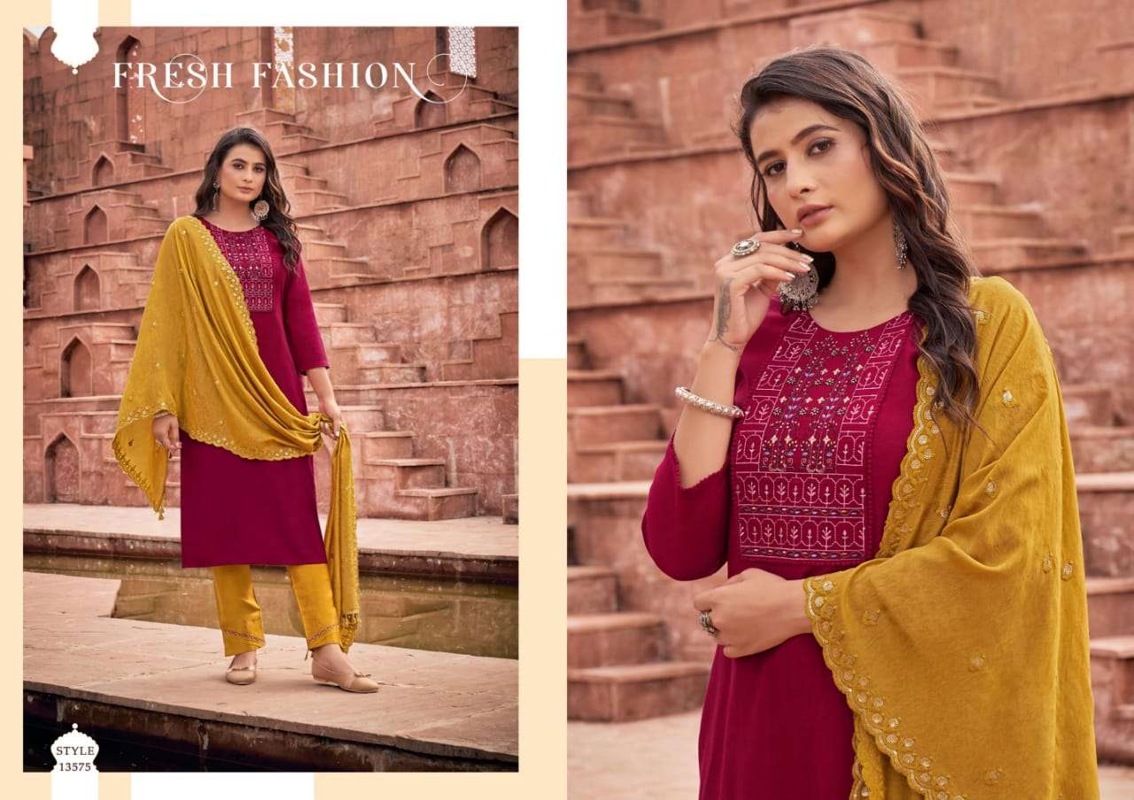 Kalaroop Zubeda Catalog Festive Wear Ready Made Dress Materials Wholesale