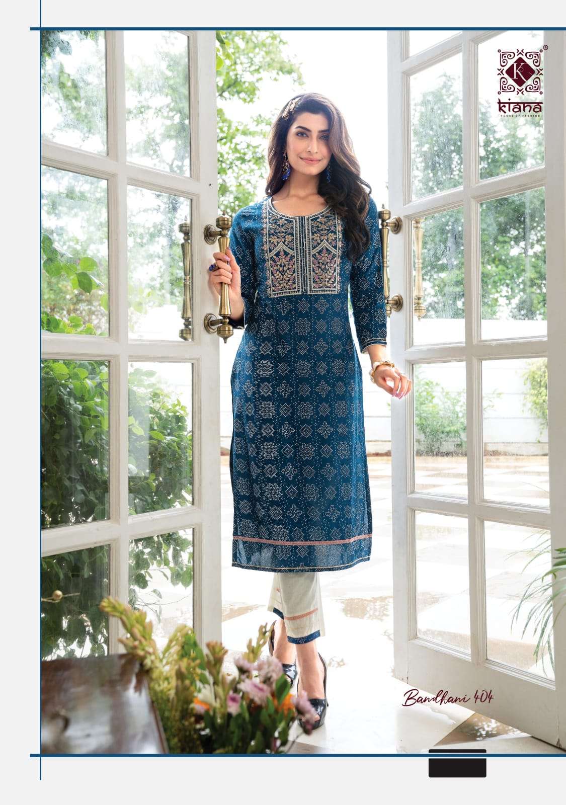 Kiana Bandhani Vol 4 Catalog Rayon Embroidery Gotapatti Kurti With Bottom Wholesale