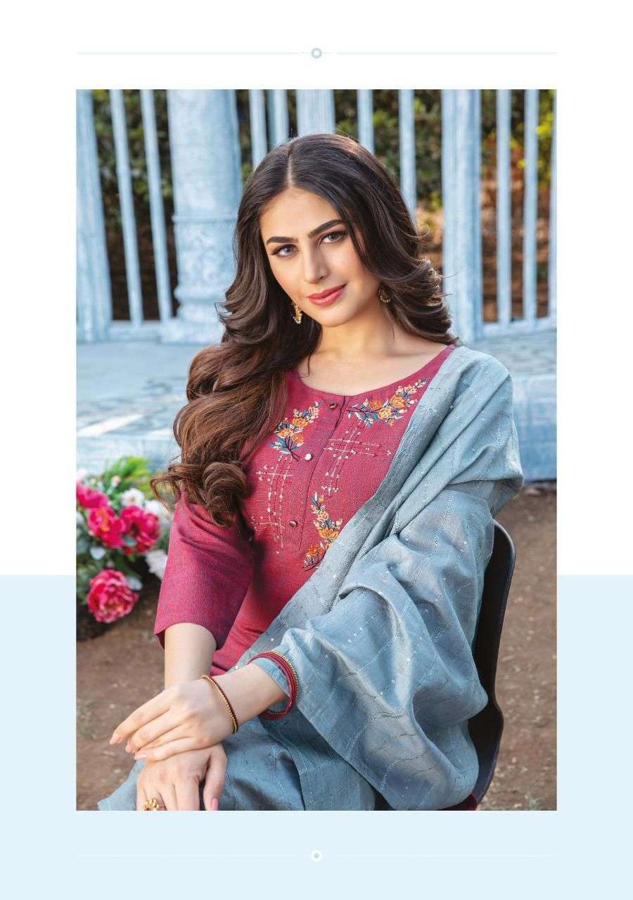 Kiana Odhani Catalog Embroidery Wear Ready Made Top Bottom Dupatta Wholesale