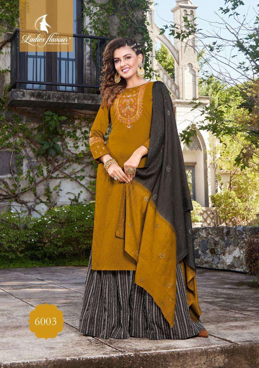 Ladies Flavour Ruhana Vol 5 Catalog Pure Viscose Embroidery Wear Ready Made Top Bottom Dupatta Wholesale