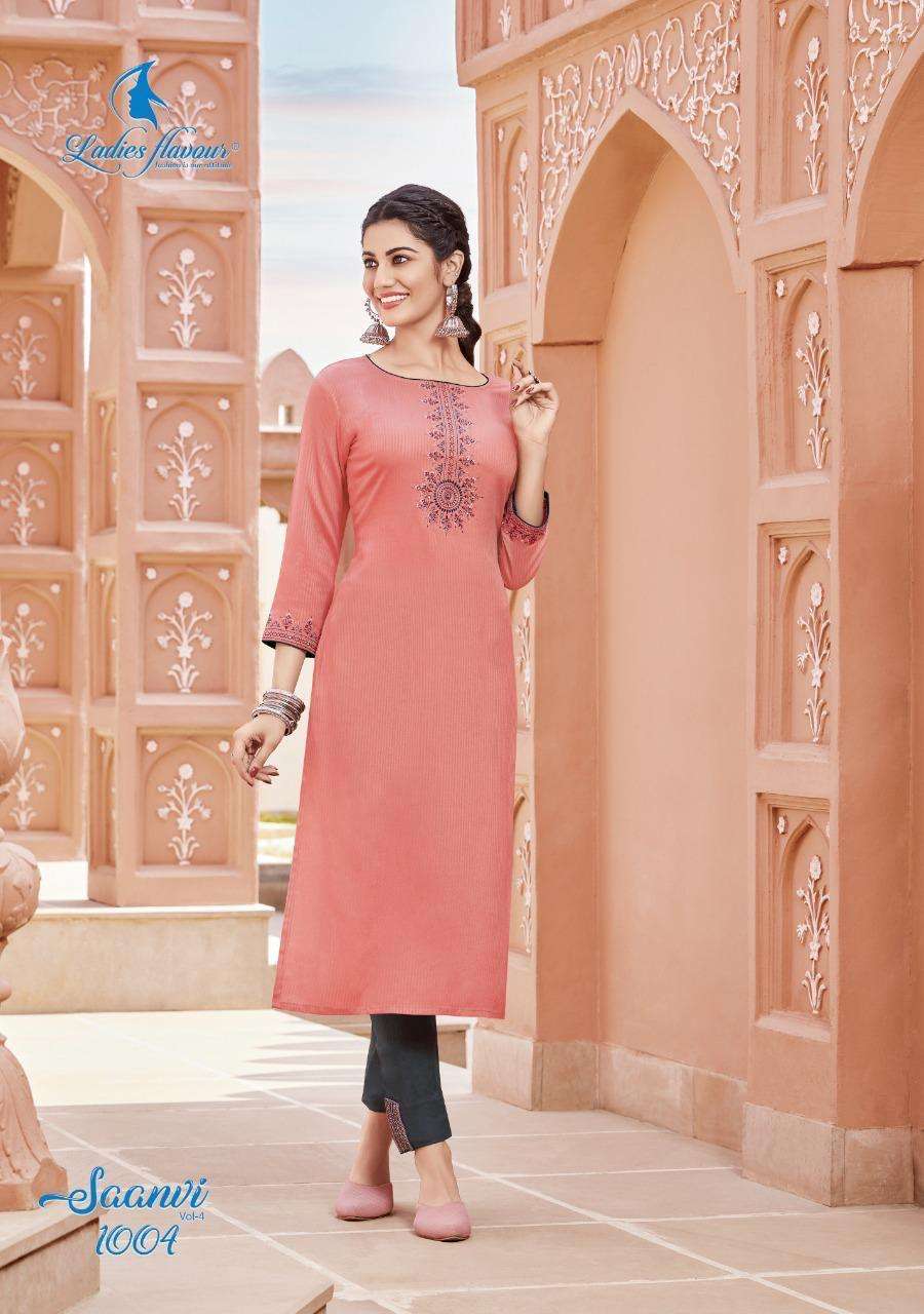 Ladies Flavour Saanvi Vol 4 Catalog Pure Viscose Rayon Designer Top With Bottom Wholesale
