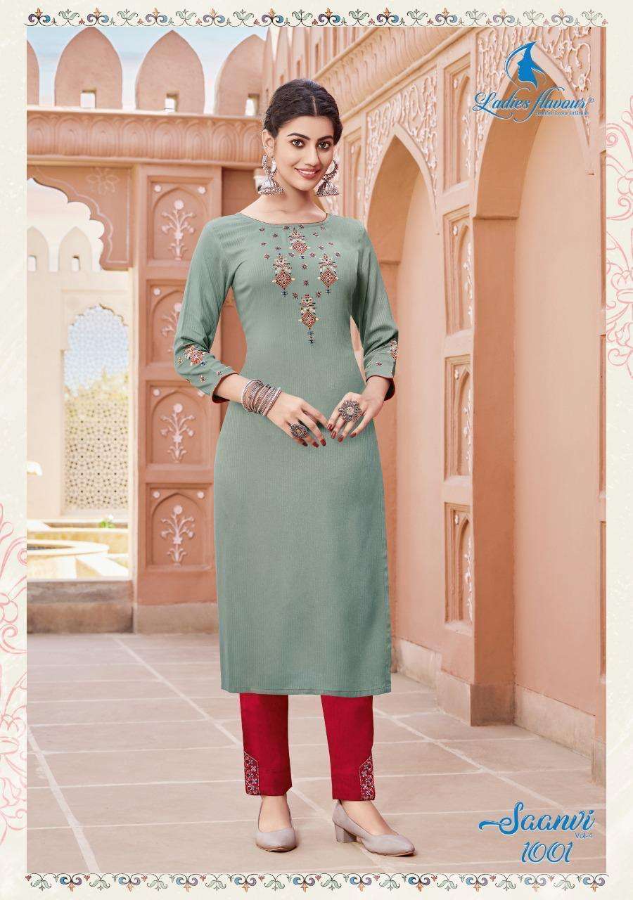 Ladies Flavour Saanvi Vol 4 Catalog Pure Viscose Rayon Designer Top With Bottom Wholesale