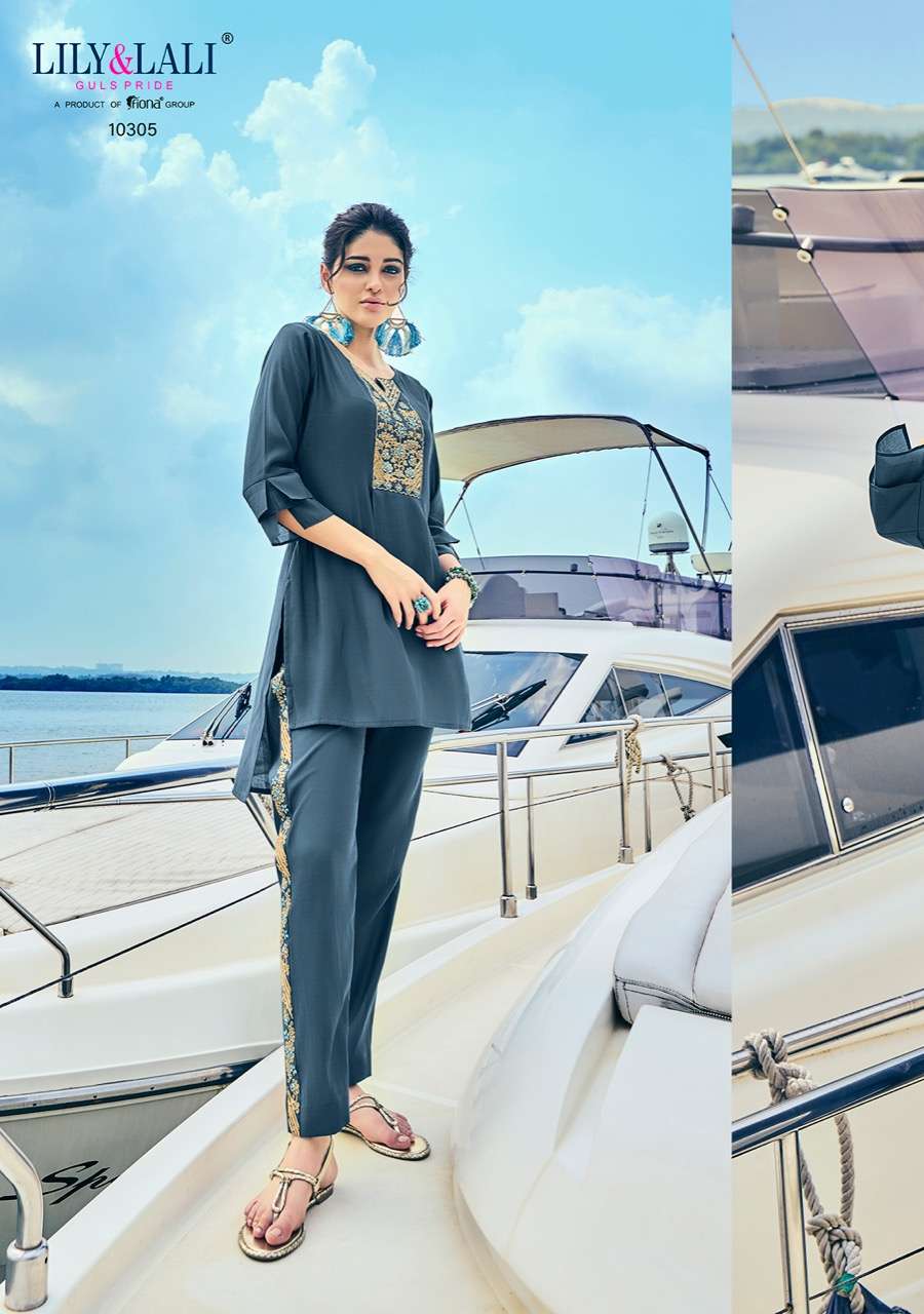 Lily And Lali Miami Catalog Party Wear Silk Kurti With Bottom Wholesale