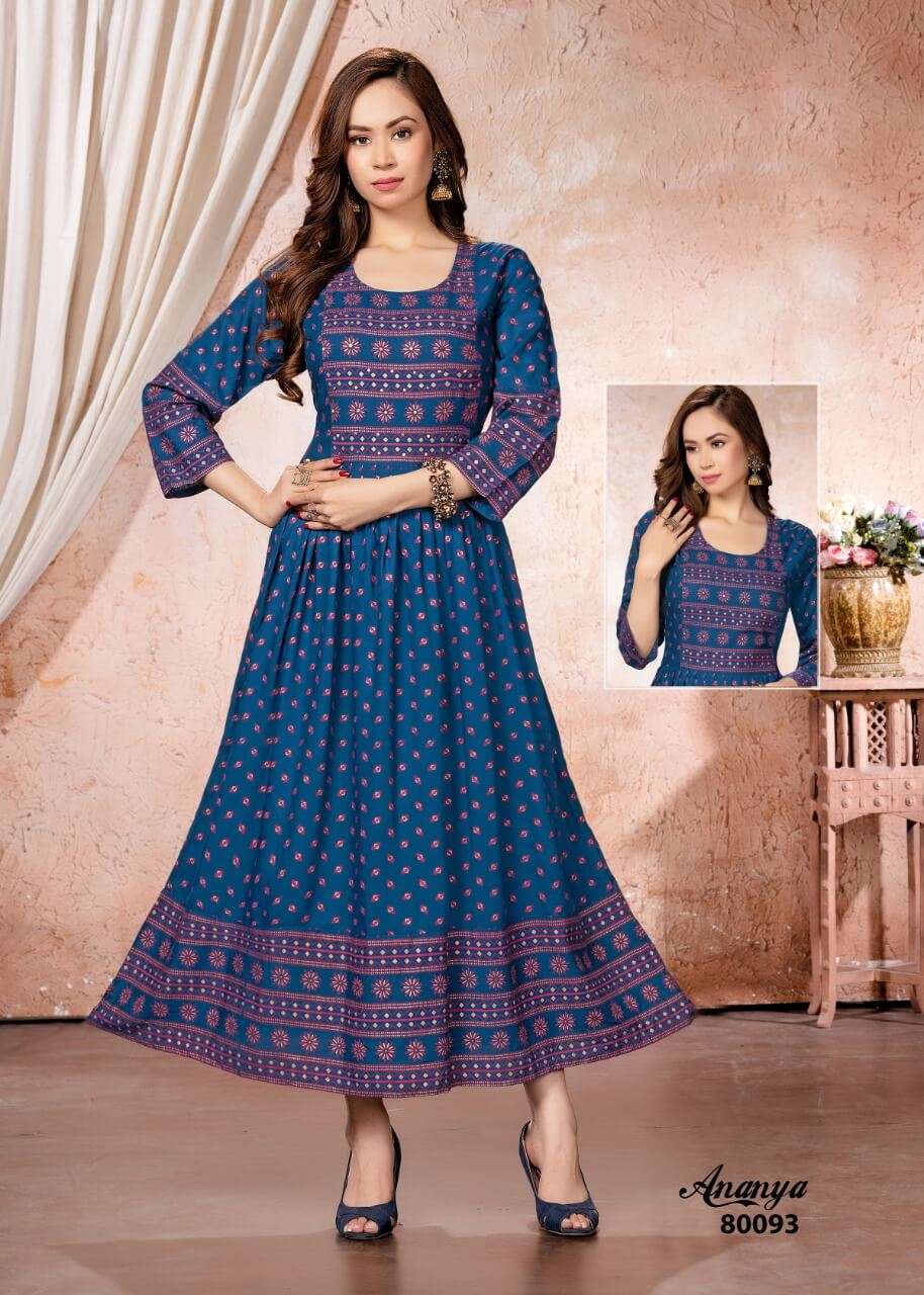 Buy Banwery Flora Designer Fancy Long Anarkali Kurtis Collection