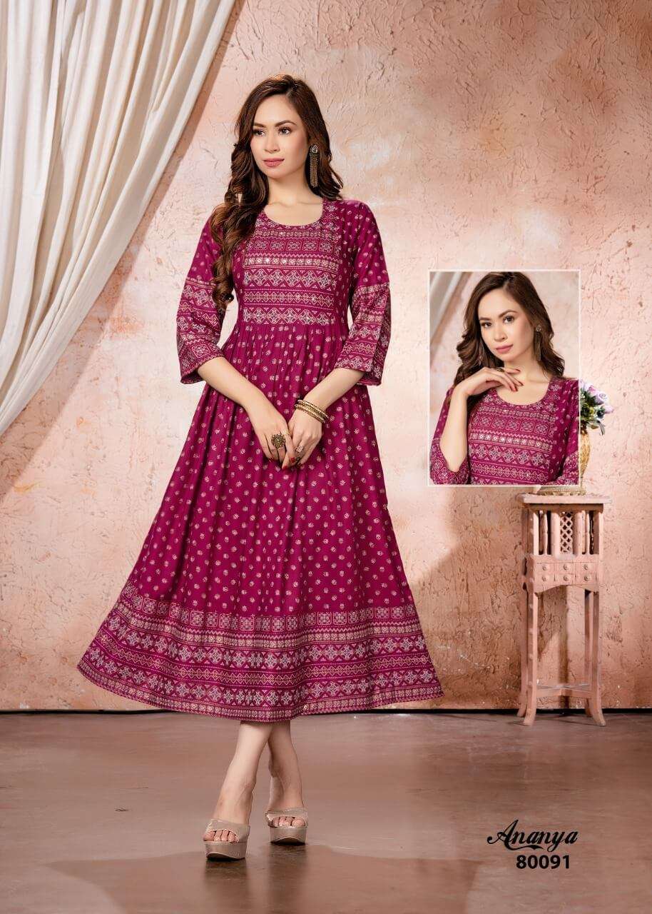 Mayra Ananya Catalog Fancy Wear Anarkali Kurtis Wholesale