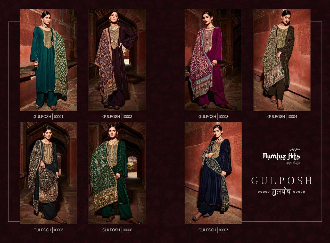Mumtaz Arts Gulposh Catalog Festive Wear Designer Pashmina Dress Materials Wholesale