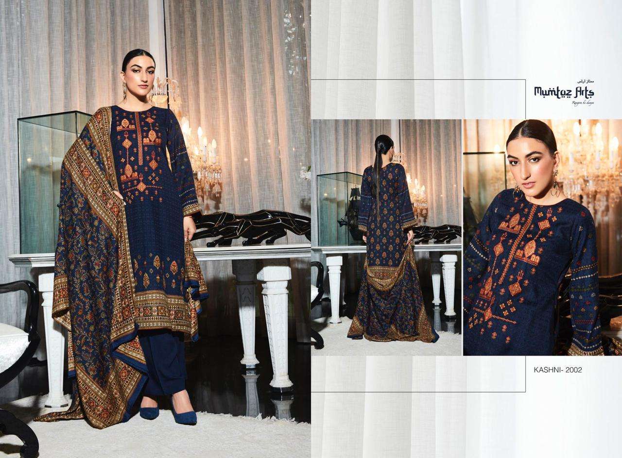 Mumtaz Arts Kashni Vol 1 Catalog Embroidery Pashmina Wear Dress Materials Wholesale