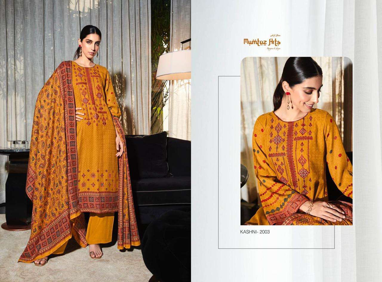 Mumtaz Arts Kashni Vol 1 Catalog Embroidery Pashmina Wear Dress Materials Wholesale
