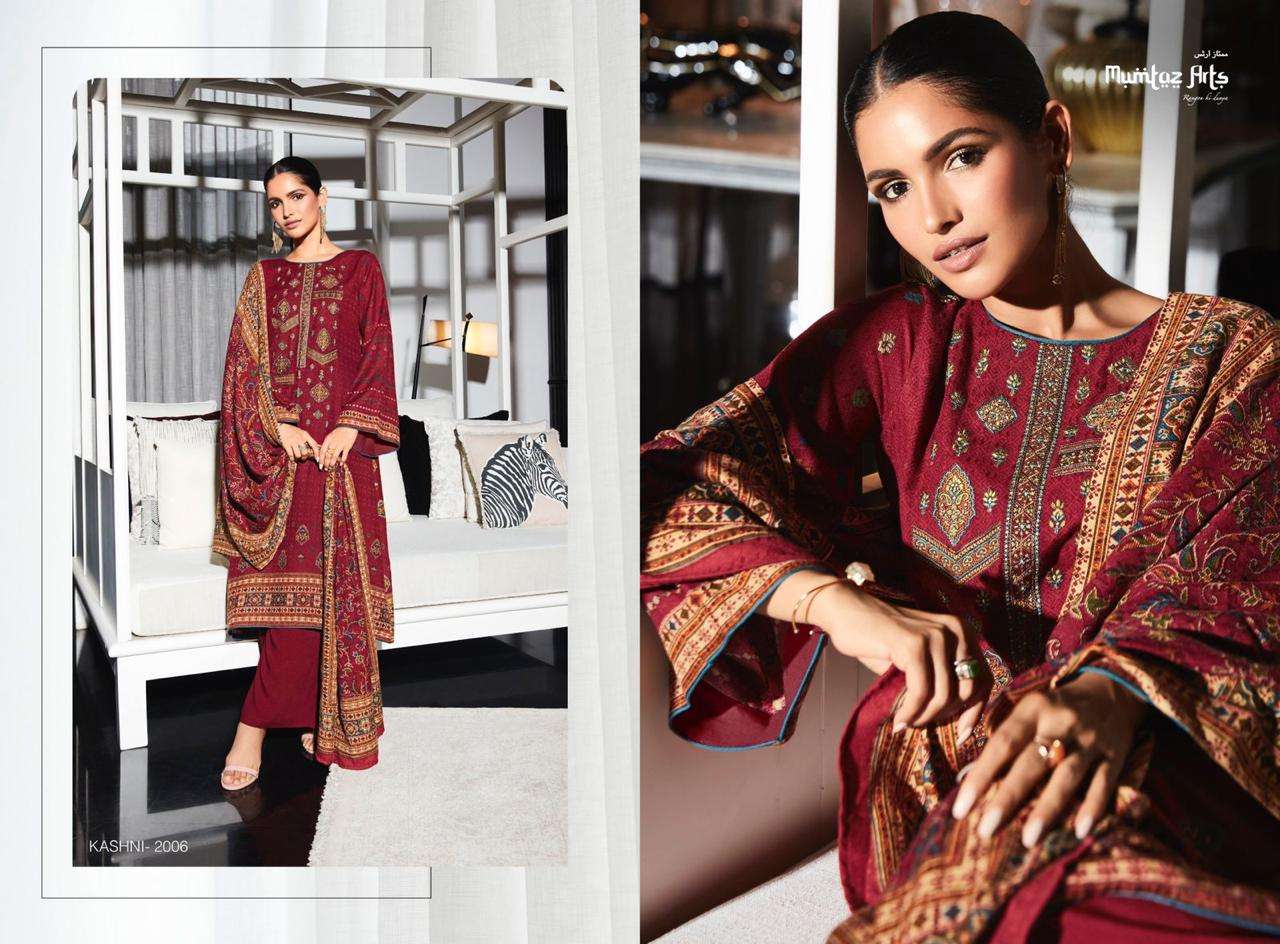 Mumtaz Arts Kashni Vol 1 Catalog Embroidery Pashmina Wear Dress Materials Wholesale