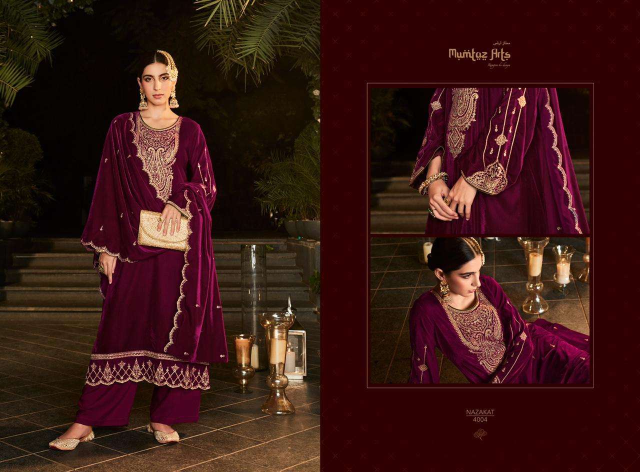 Mumtaz Arts Nazakat Catalog Embroidery Wear Winter Pashmina Dress Materials Wholesale