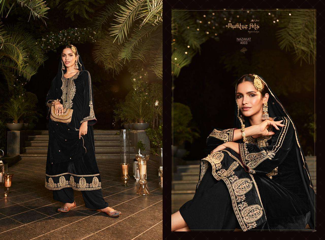 Mumtaz Arts Nazakat Catalog Embroidery Wear Winter Pashmina Dress Materials Wholesale