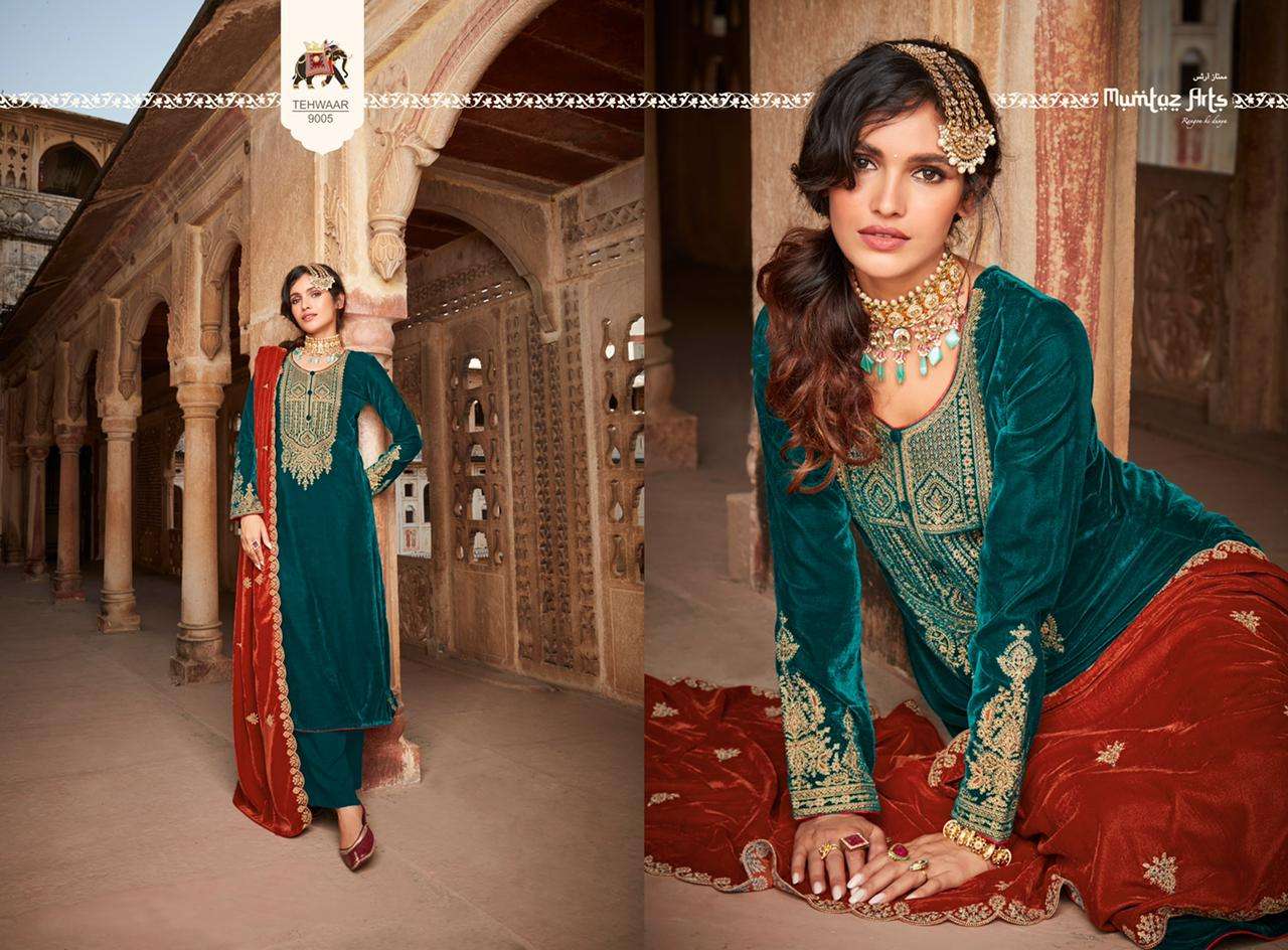 Mumtaz Arts Tehwaar Catalog Velvet Pashmina Dress Materials Wholesale