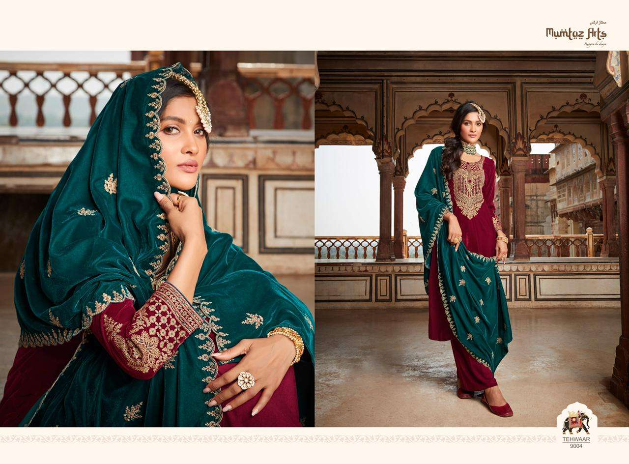 Mumtaz Arts Tehwaar Catalog Velvet Pashmina Dress Materials Wholesale