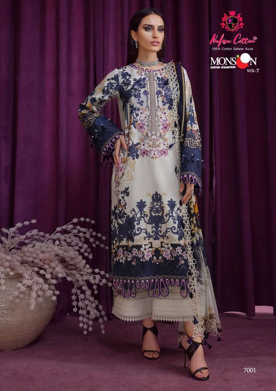 Nafisa Monsoon Vol 7 Catalog Pure Karachi Cotton Dress Materials Wholesale