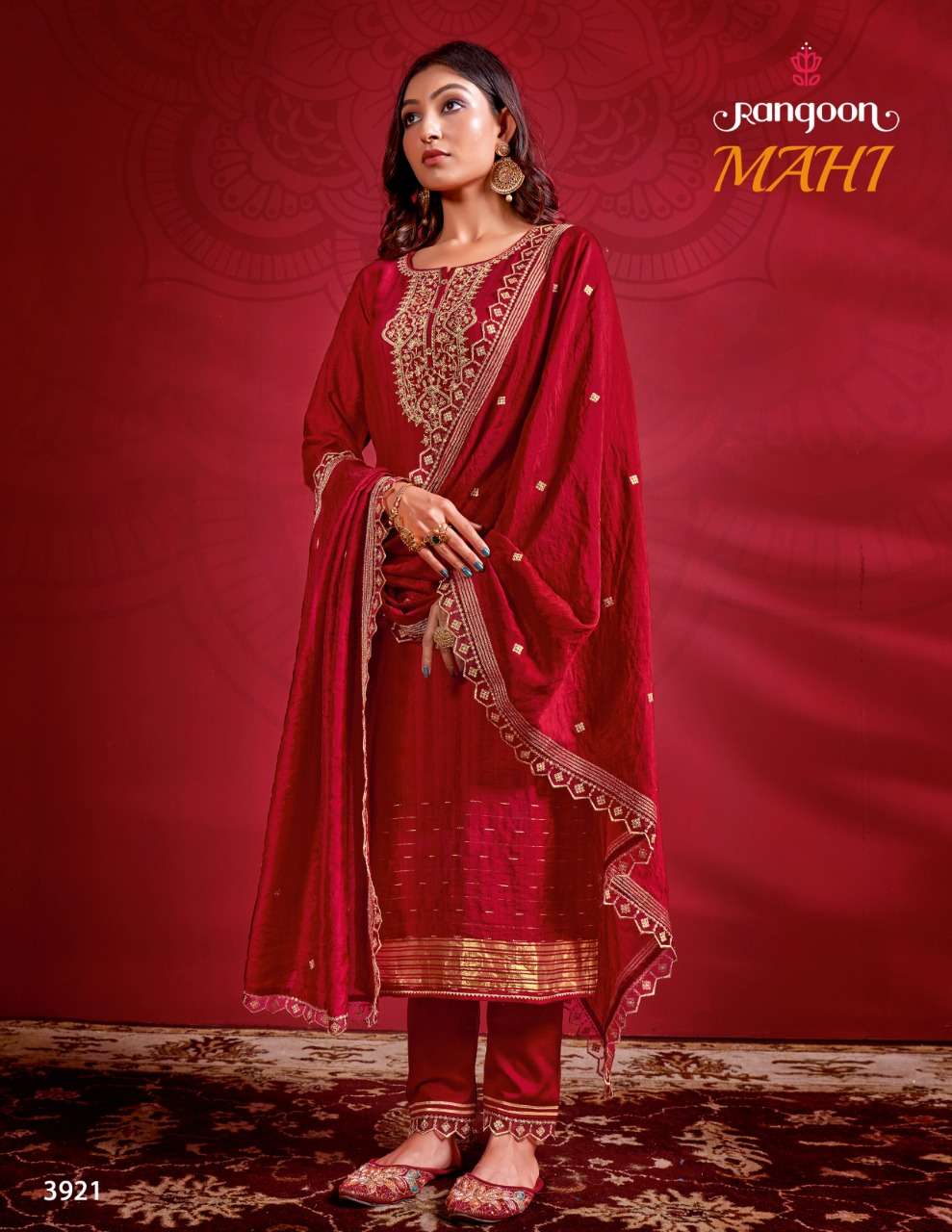 Rangoon Mahi Catalog Festive Wear Designer Ready Made Top Bottom Dupatta Wholesale