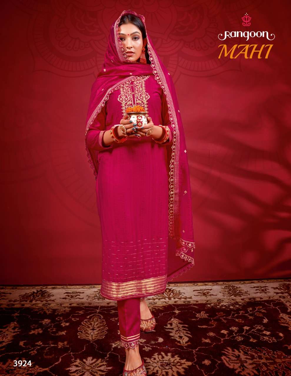 Rangoon Mahi Catalog Festive Wear Designer Ready Made Top Bottom Dupatta Wholesale