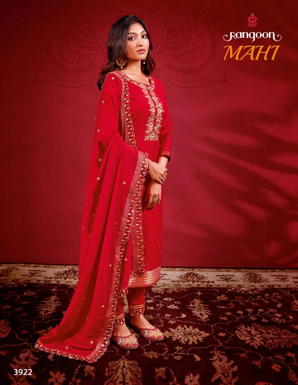 Rangoon Mahi Catalog Festive Wear Designer Ready Made Top Bottom Dupatta Wholesale