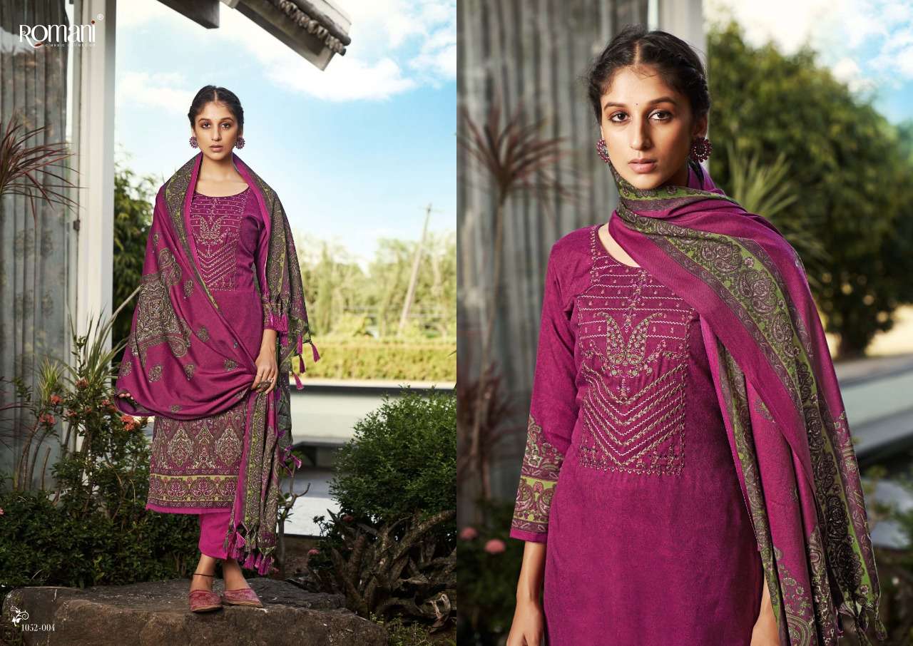 Romani Gulmarg Catalog Exclusive Wollen Wear Pashmina Dress Materials Wholesale