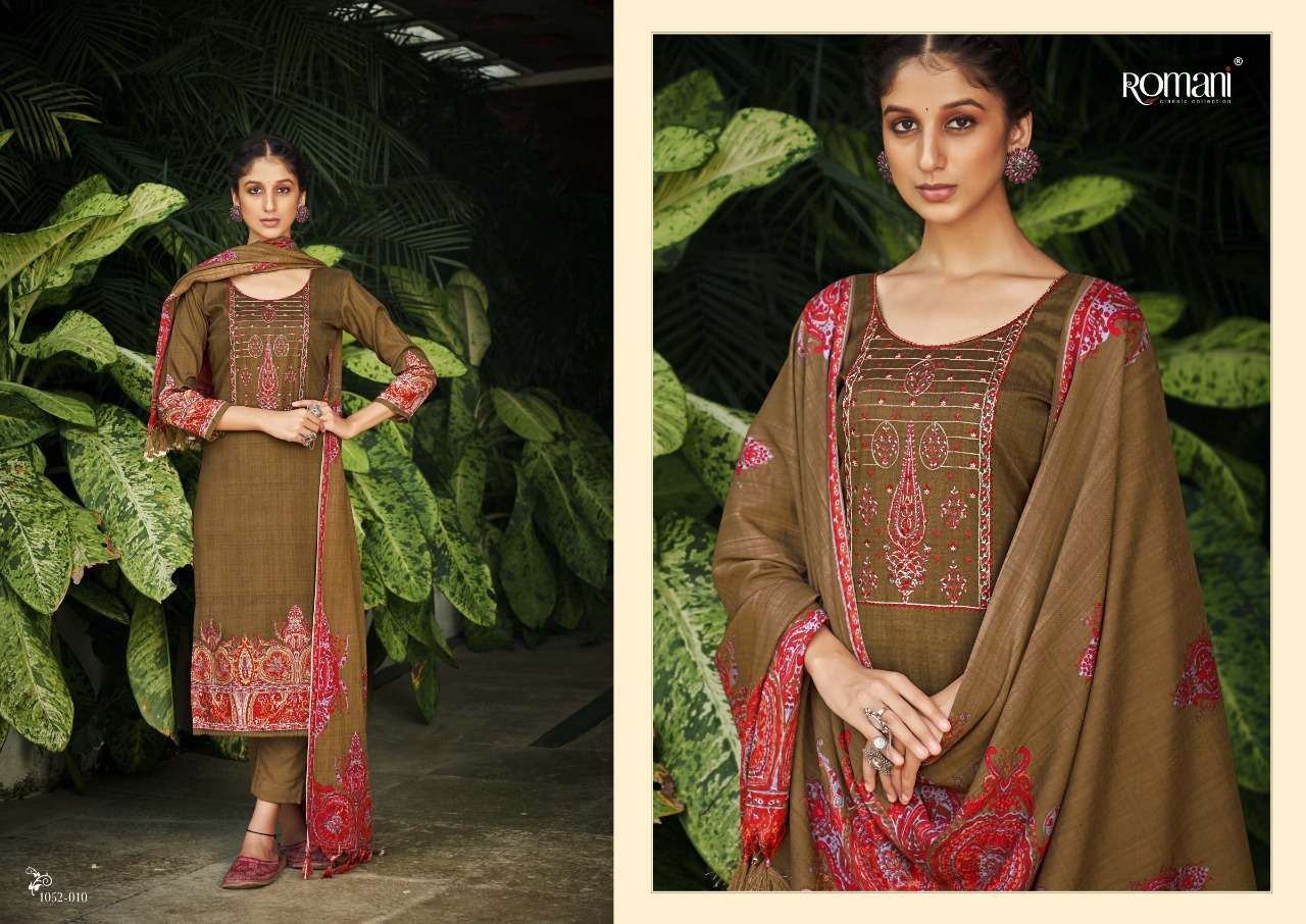 Romani Gulmarg Catalog Exclusive Wollen Wear Pashmina Dress Materials Wholesale