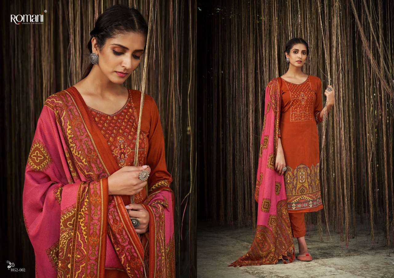 Romani Gulmarg Catalog Exclusive Wollen Wear Pashmina Dress Materials Wholesale