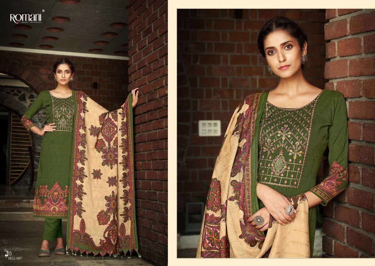 Romani Gulmarg Catalog Exclusive Wollen Wear Pashmina Dress Materials Wholesale