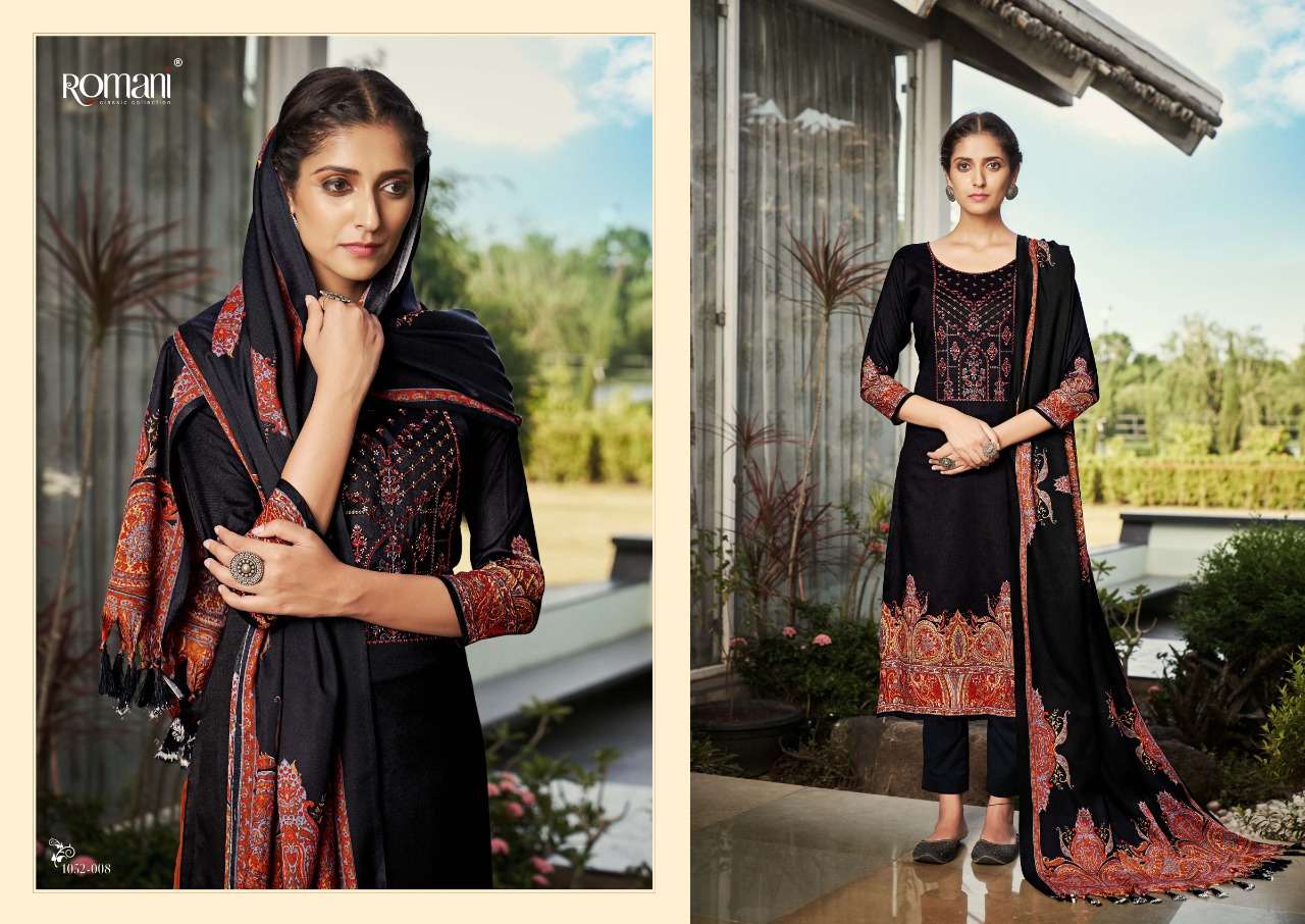 Romani Gulmarg Catalog Exclusive Wollen Wear Pashmina Dress Materials Wholesale