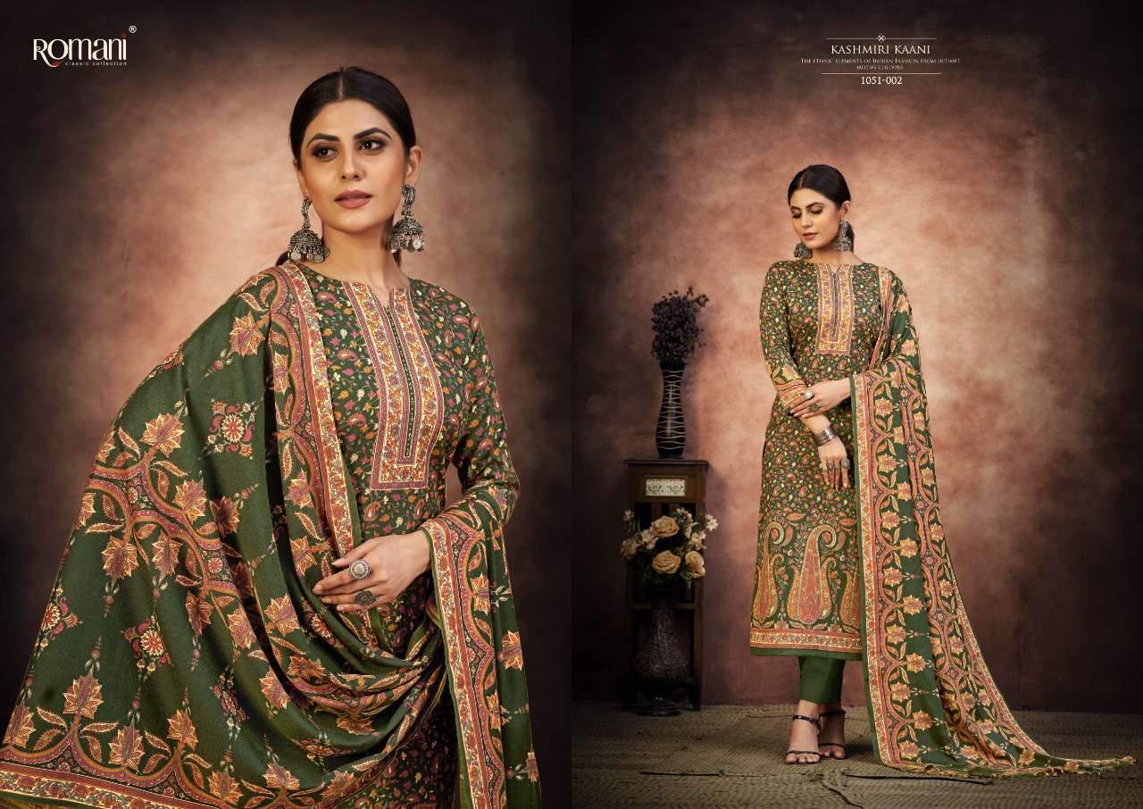 Romani Kashmiri Kaani Catalog Exclusive Wear Pashmina Dress Materials Wholesale