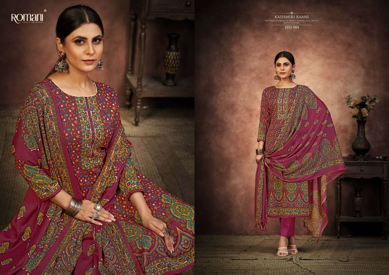 Romani Kashmiri Kaani Catalog Exclusive Wear Pashmina Dress Materials Wholesale