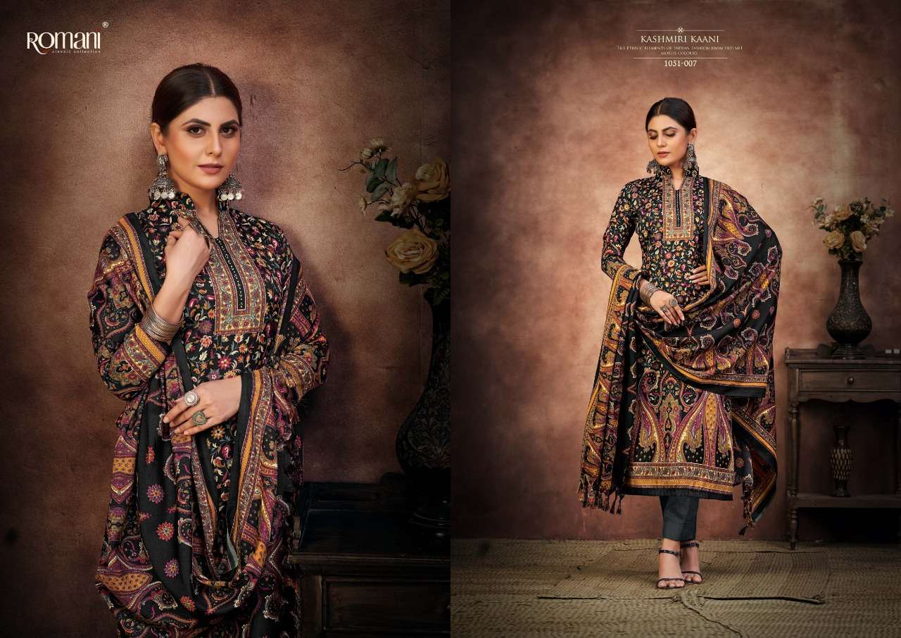 Romani Kashmiri Kaani Catalog Exclusive Wear Pashmina Dress Materials Wholesale