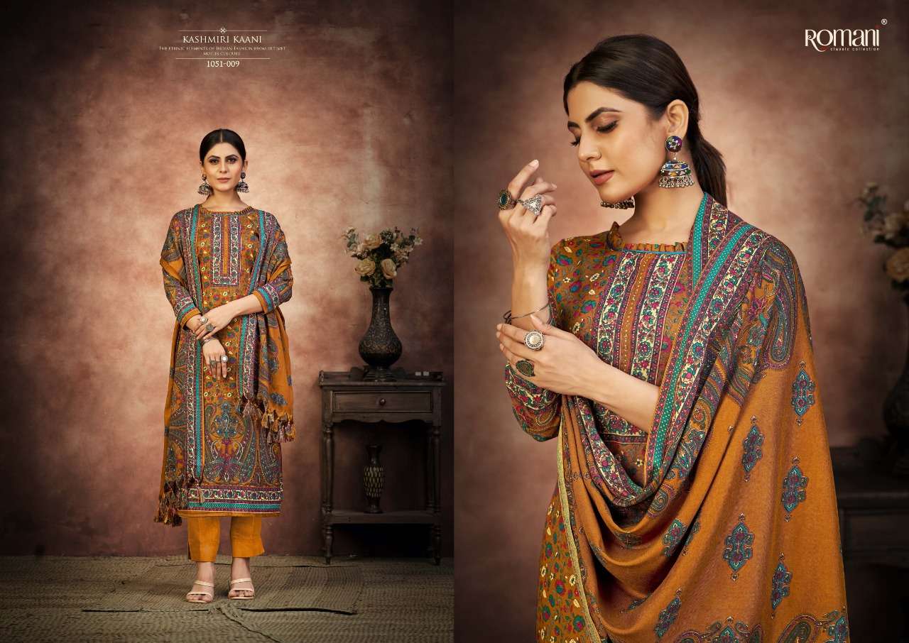 Romani Kashmiri Kaani Catalog Exclusive Wear Pashmina Dress Materials Wholesale