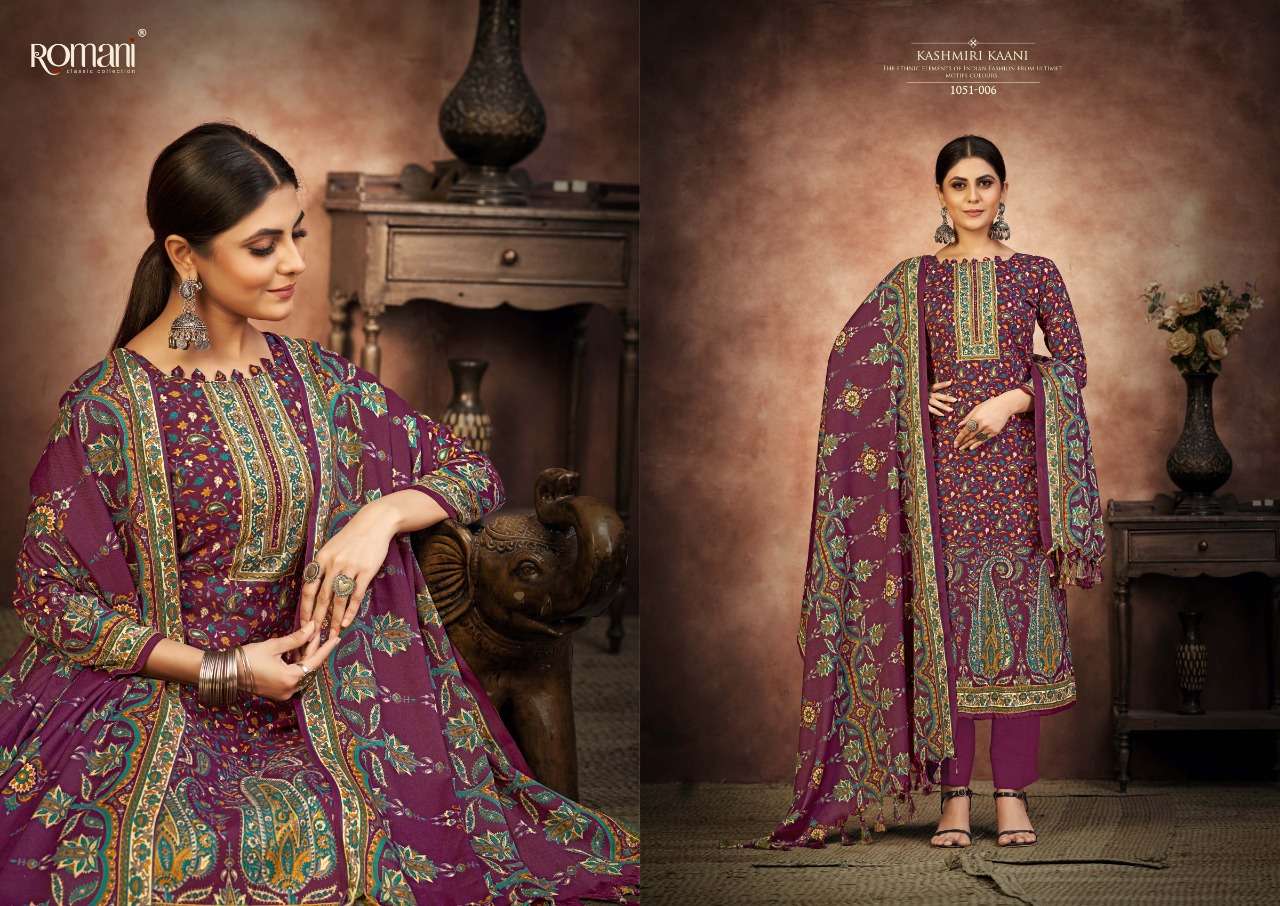 Romani Kashmiri Kaani Catalog Exclusive Wear Pashmina Dress Materials Wholesale