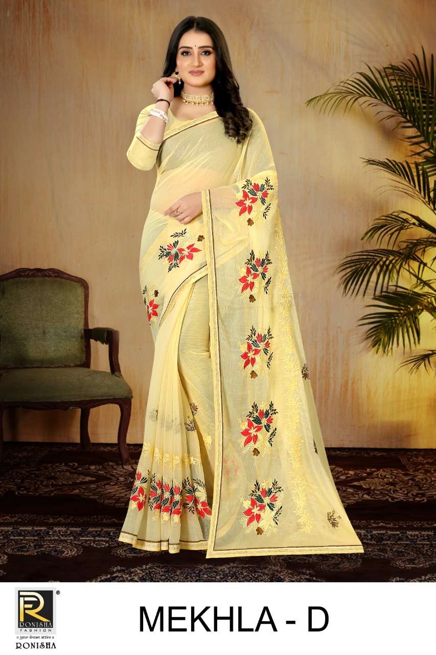 Ronisha Mekhla Catalog Fancy Thread Worked Beautiful Sarees Wholesale
